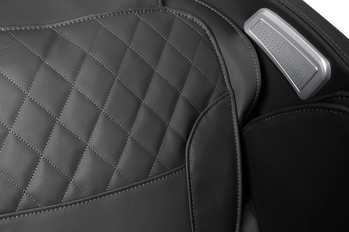 Fotel wypoczynkowy Taya czarny z funkcją masażu, podgrzewaniem i podnóżkiem do salonu ekoskóra