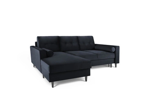 Narożnik z funkcją spania Leona Dark Blue Velvet Lewostronna kolor nóg czarny