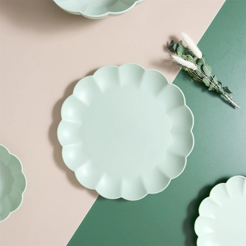 Talerz obiadowy Iris 25,5 cm okrągły zielony lekki do jadalni Intesi do zmywarki