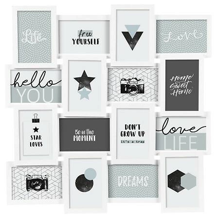 Biała ramka na 16 zdjęć 10x15 Gael Atmosphera na ścianę kolażowa nowoczesna drewniana