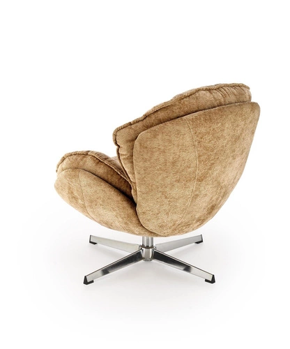 Fotel wypoczynkowy Offred musztardowy do salonu nowoczesny z podnóżkiem tkanina Intesi