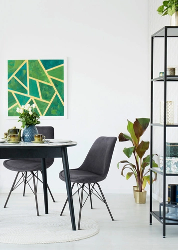 Krzesło tapicerowane Eris sztruks antracytowe do jadalni nowoczesne na czarnych nogach Actona