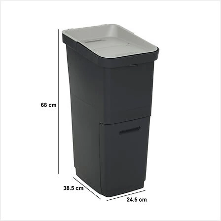 Kosz do segregacji śmieci 36L Slow czarny szary plastikowy do kuchni i biura 5five