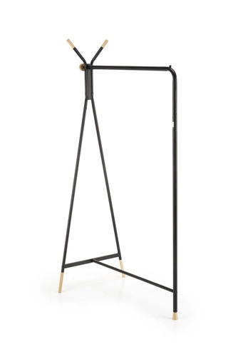Velo czarny loftowy wieszak stojący do przedpokoju metalowo-drewniany na kurtki Intesi