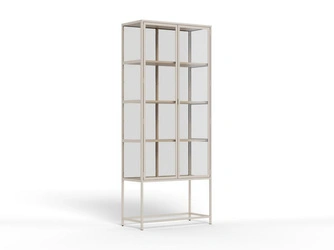 Witryna Seaford szara metalowa loftowa do salonu na alkohol 77 cm