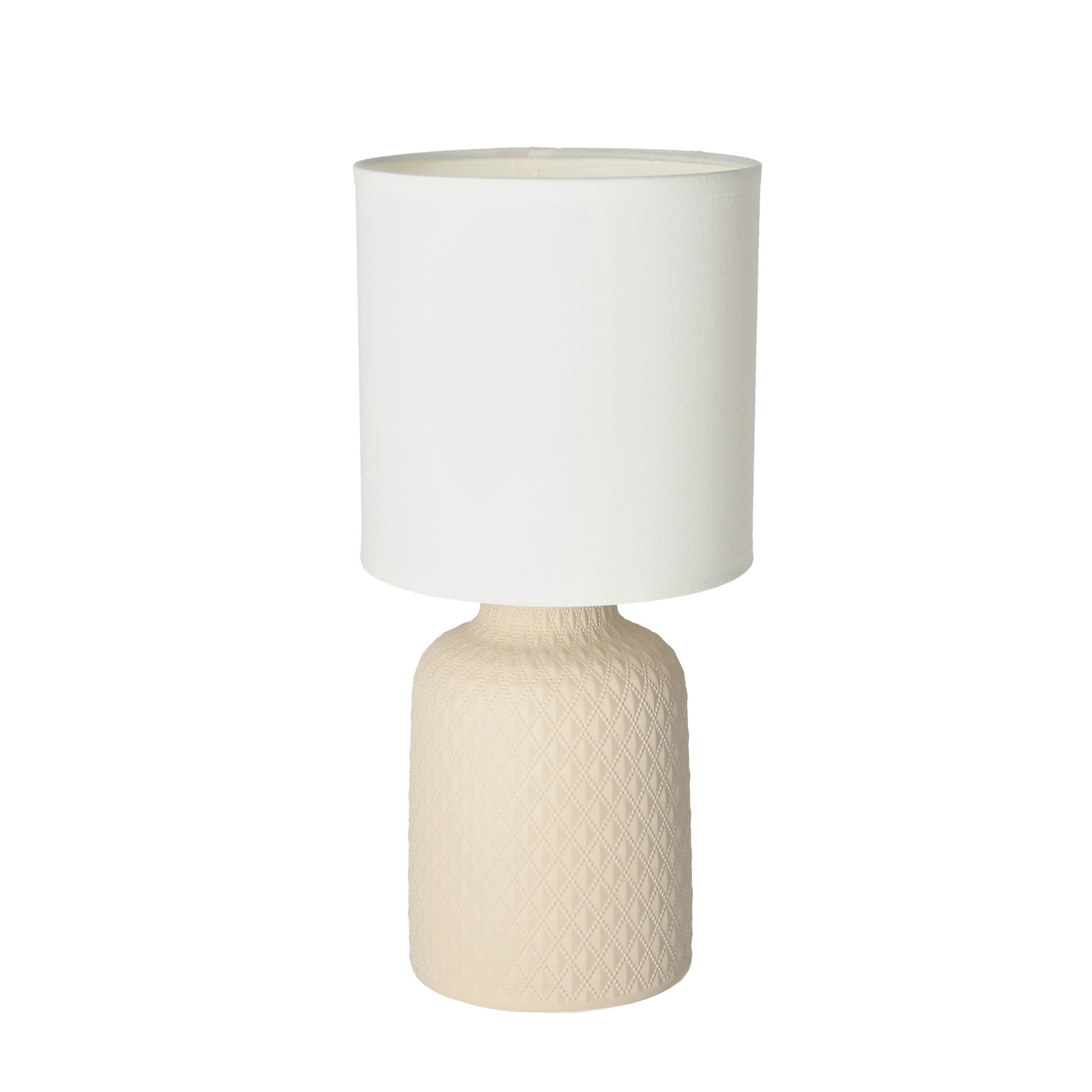 Lampka nocna do sypialni Iner beżowa ceramiczna z abażurem nowoczesna CANDELLUX 32 cm
