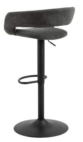 Hoker Grace szary ciemny aksamitny z oparciem i podłokietnikami regulowany do kuchni Actona