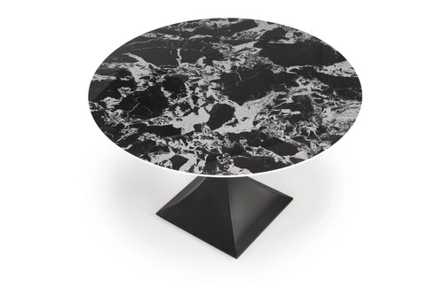 Stół okrągły do jadalni Gives czarny marmur 120 cm nowoczesny na jednej nodze Intesi