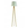 Lampa podłogowa Curacao nowoczesna z miętowym abażurem i dębowym trójnogiem do salonu