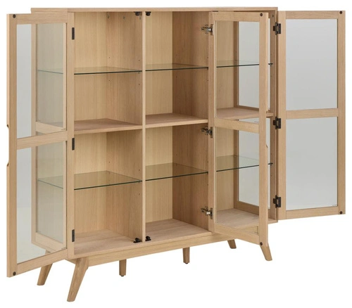 Witryna Marte drewniana skandynawska do salonu dąb bielony 140 cm