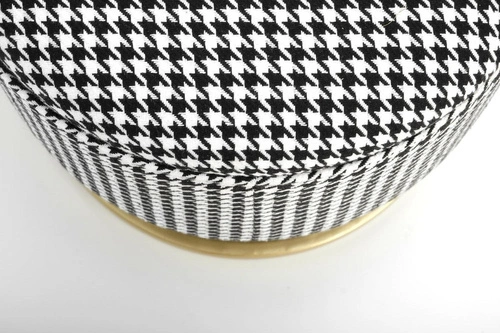 Ławka tapicerowana Edessa ze schowkiem do przedpokoju w pepitkę glamour na złotych nogach