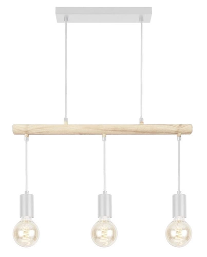 Lampa wisząca Izzy biała drewniana 3-punktowa nowoczesna do salonu i jadalni