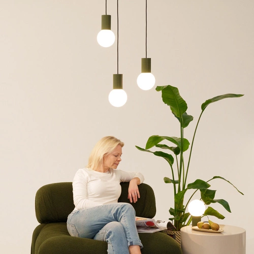 Lampa wisząca HALO 1 zielona oliwka nowoczesna kula do salonu kuchni sypialni 120 cm