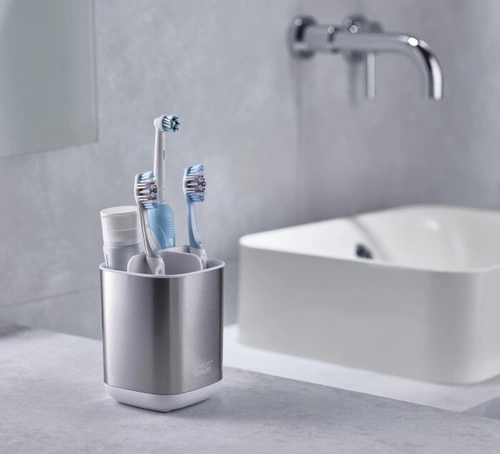 Joseph Joseph EasyStore Steel pojemnik na szczoteczki do zębów biały nowoczesny do łazienki