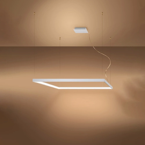 Żyrandol LED Nelya L biały nowoczesny kwadratowy do salonu i nad stół 110 cm Thoro