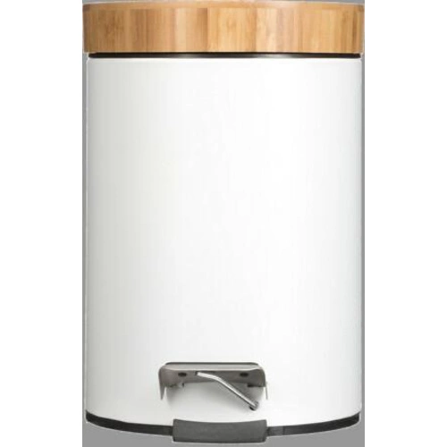 Kosz na śmieci łazienkowy Natureo 3l biały z bambusową pokrywą i pedałem 5five