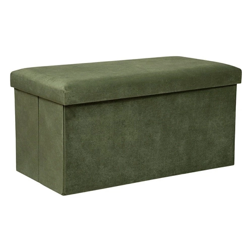 Pufa Lilou XL zielona składana ze schowkiem do przedpokoju nowoczesna Atmosphera 76 cm
