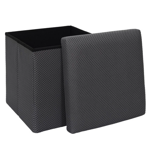 Pufa ze schowkiem Vels Atom szara nowoczesna składana do przedpokoju i pokoju młodzieżowego 38x38 cm