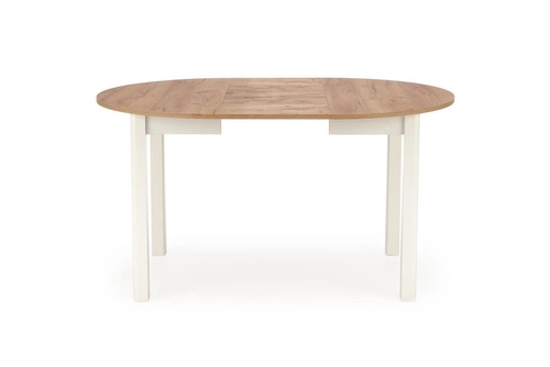Stół okrągły rozkładany Nigo Intesi dąb naturalny i biały do jadalni lub kuchni 102-142 cm