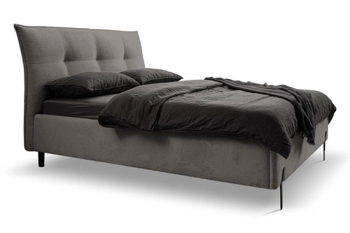 Łóżko tapicerowane 140x200 z pojemnikiem Biscuit szare nowoczesne do sypialni