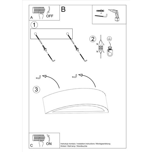 Kinkiet ścienny ATENA szary betonowy nowoczesny do salonu i sypialni Sollux