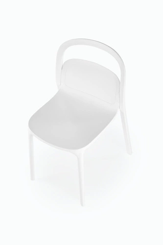 Krzesło Maud białe Intesi nowoczesne z tworzywa sztucznego do jadalni i ogrodu, łatwe sztaplowanie