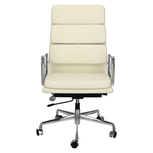 Fotel biurowy ergonomiczny CH2191 PREMIUM EA219 skóra naturalna biały obrotowy do biura