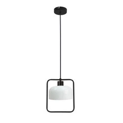 Lampa wisząca Zodiac czarna ze szklanym białym kloszem do salonu i jadalni 110 cm