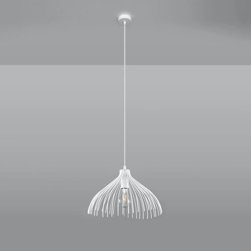 Lampa wisząca UMB biała nowoczesna do salonu i kuchni metalowa nad stół 40 cm