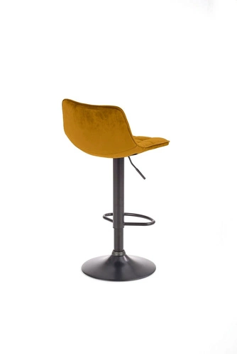 Hoker Plaid welurowy musztardowy z oparciem regulowany obrotowy nowoczesny do kuchni Intesi