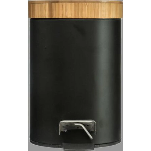 Kosz na śmieci do łazienki Natureo 3l czarny z pedałem bambusowa pokrywa 5five