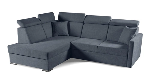 Narożnik z funkcją spania Mils XL lewostronny nowoczesny do salonu szary granatowy