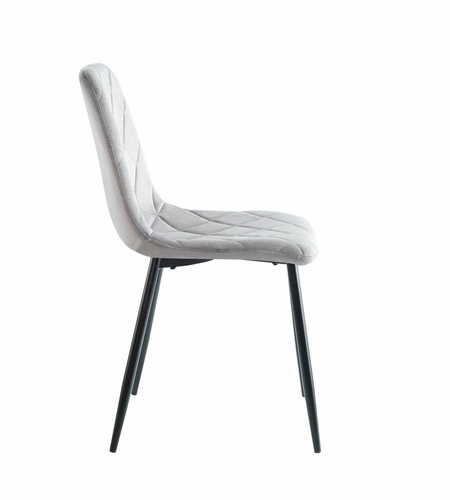 Krzesło tapicerowane welur Solito szare Intesi do jadalni nowoczesne z czarnymi nogami