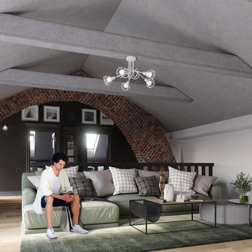 Plafon sufitowy nowoczesny ARTEMIS 3 biały metalowy z ruchomym kloszem do salonu SOLLUX