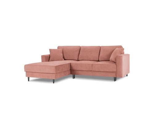 Narożnik z funkcją spania Dunas Pink Structured Fabric Lewostronna kolor nóg czarny