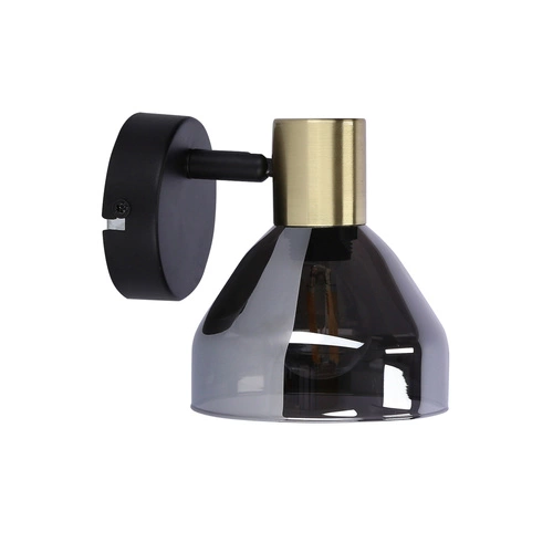 Kinkiet ścienny Gregory nowoczesny czarny z dymionym szkłem do salonu i sypialni CANDELLUX