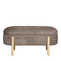 Ławka tapicerowana Branca boho ze schowkiem do przedpokoju brązowo-naturalna Intesi