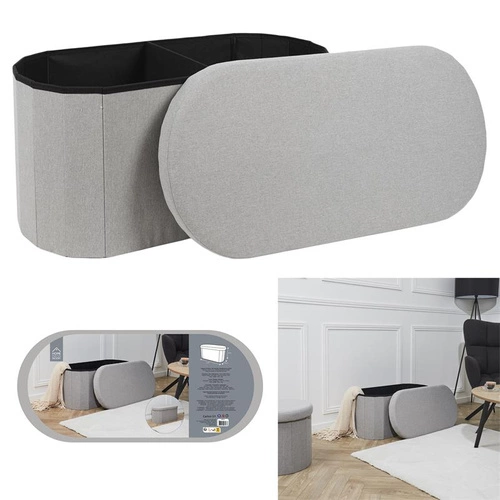 Ławka tapicerowana Olaf szara ze schowkiem składana do przedpokoju i sypialni Intesi