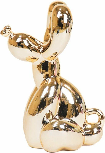 Figurka dekoracyjna pies balon złoty HV decor nowoczesna do salonu na komodę 24 cm