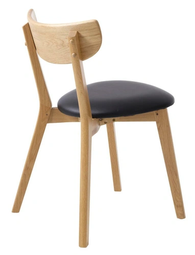 Krzesło drewniane Pero do jadalni z czarnym siedziskiem eko skóra