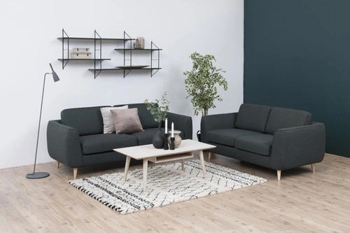 Stolik kawowy drewniany Century bielony dąb prostokątny z półką skandynawski do salonu Actona