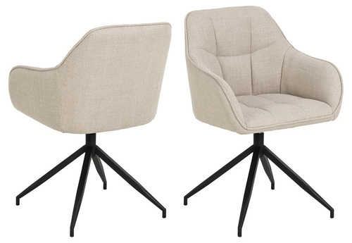 Krzesło tapicerowane Brenda obrotowe z podłokietnikami beżowe do jadalni i salonu Actona