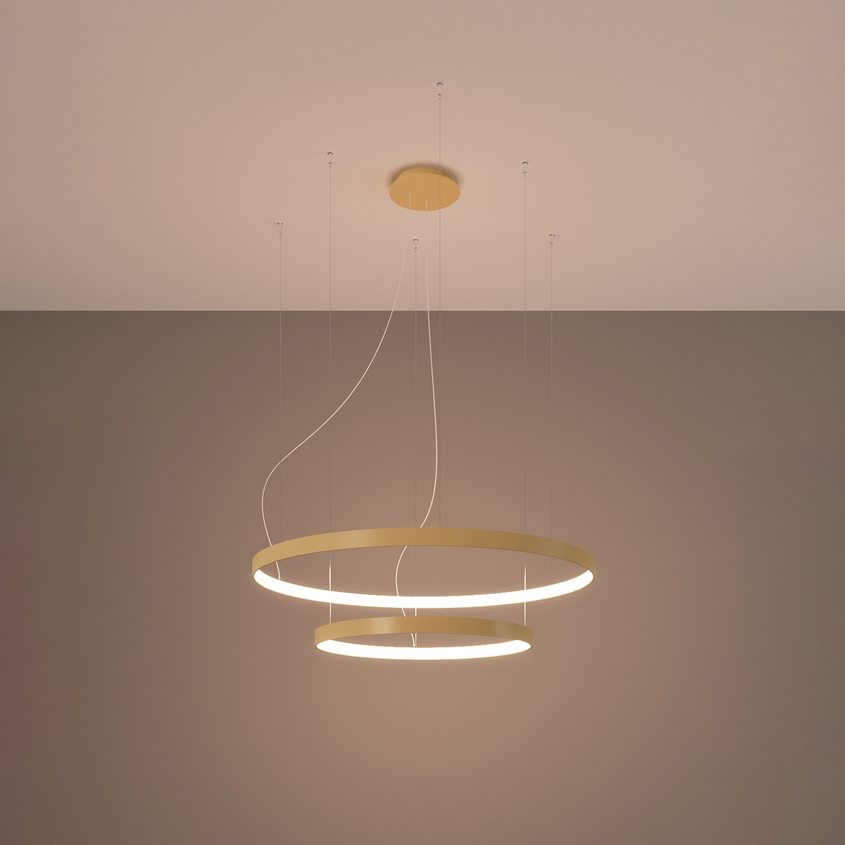 Żyrandol LED RIO 2 złoty nowoczesny do salonu i jadalni 78 cm aluminium Thoro