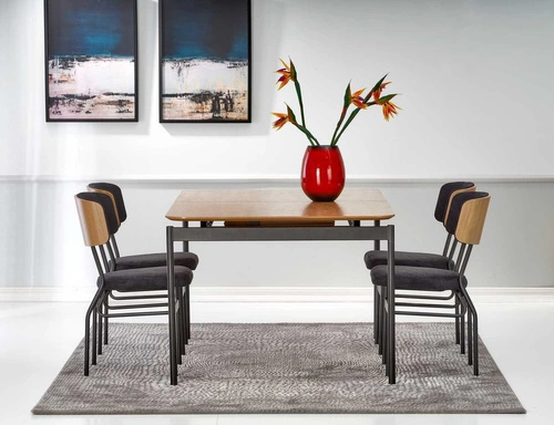 Stół rozkładany do jadalni Smart dąb naturalny czarne nogi nowoczesny loftowy 170-250 cm Intesi