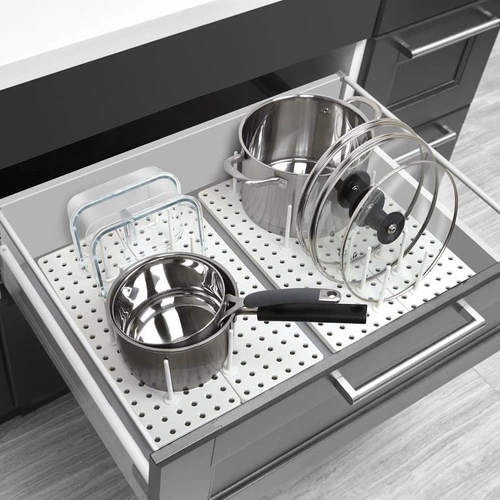 Ociekacz do naczyń Peggy Umbra biały nowoczesny stojący do szuflady z regulacją długości