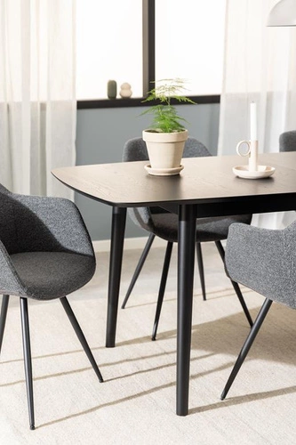 Stół rozkładany do jadalni Montreux nowoczesny czarny fornir dębowy 180–219x90 cm Actona