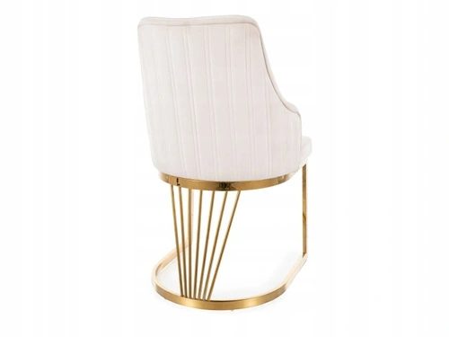 Krzesło Shively beżowe welurowe z podłokietnikami do jadalni glamour