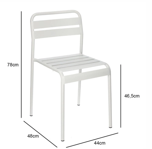 Krzesło ogrodowe metalowe białe Terra Intesi loftowe sztaplowane na balkon i taras