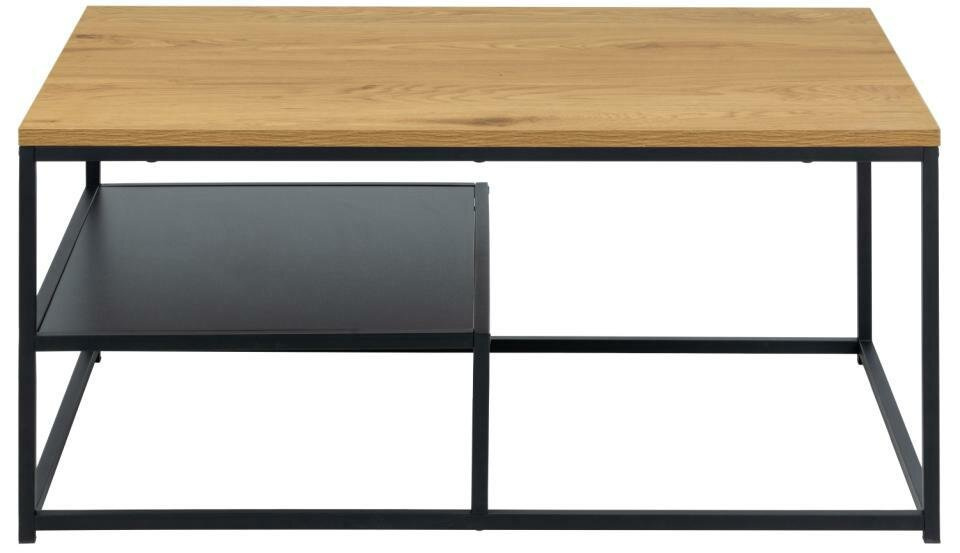 Stolik kawowy Gila 90x60 cm prostokątny dębowy z półką loftowy do salonu Actona