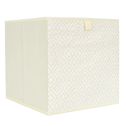 Intesi Braid beżowe pudełko materiałowe 30x30 do regału składane dekoracyjne